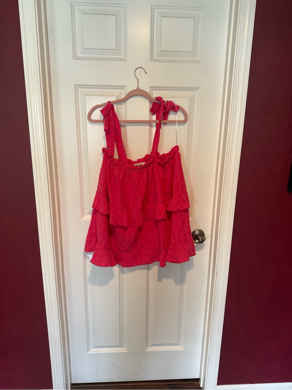 Bright Red Tiered Tie-Strap Camisole - Unbranded